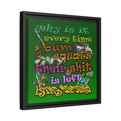 the bum's shit - framed canvas art (logo green)