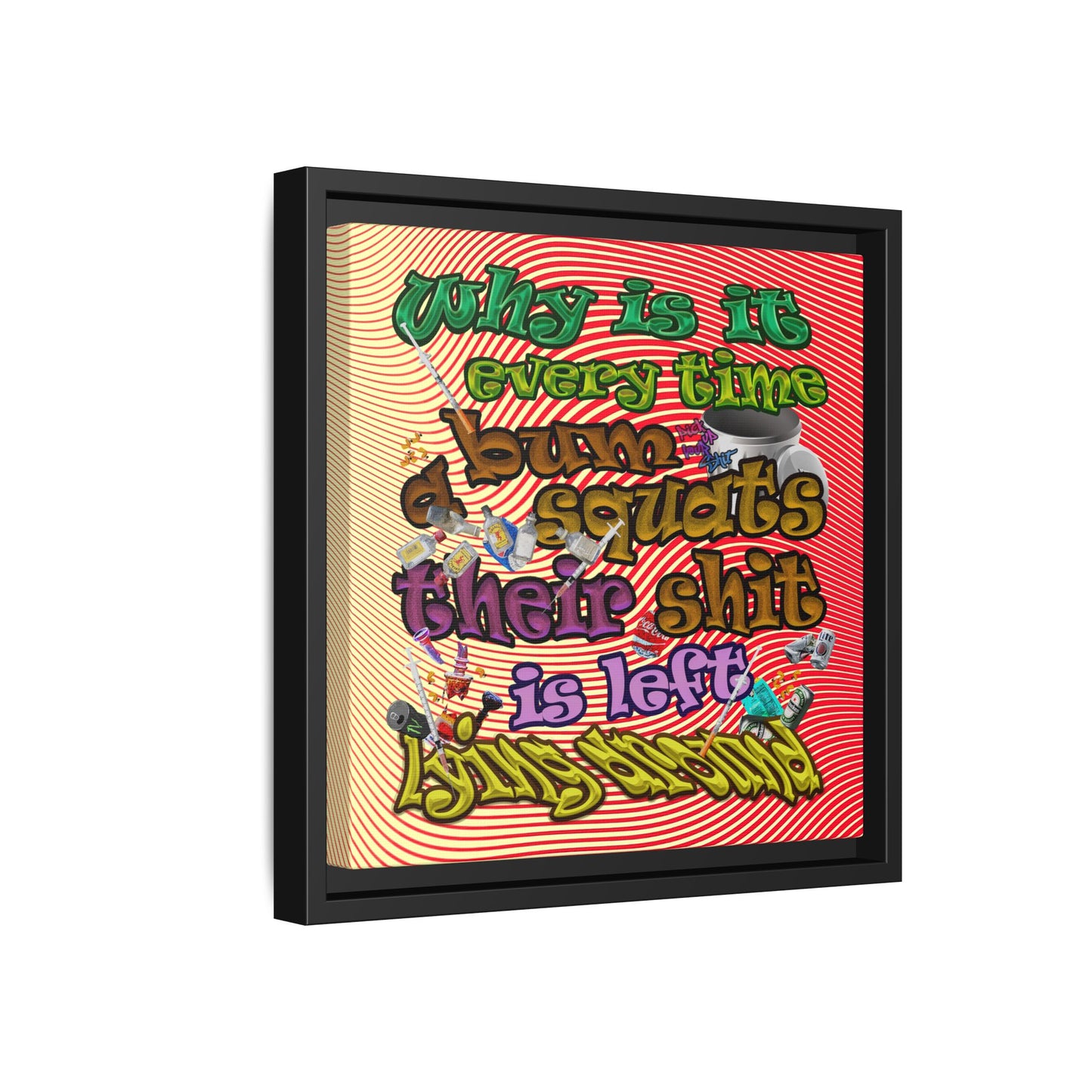 the bum's shit - framed canvas art (yellow-orange wave)