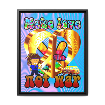 love peace - framed canvas art (light blue-purple wave)