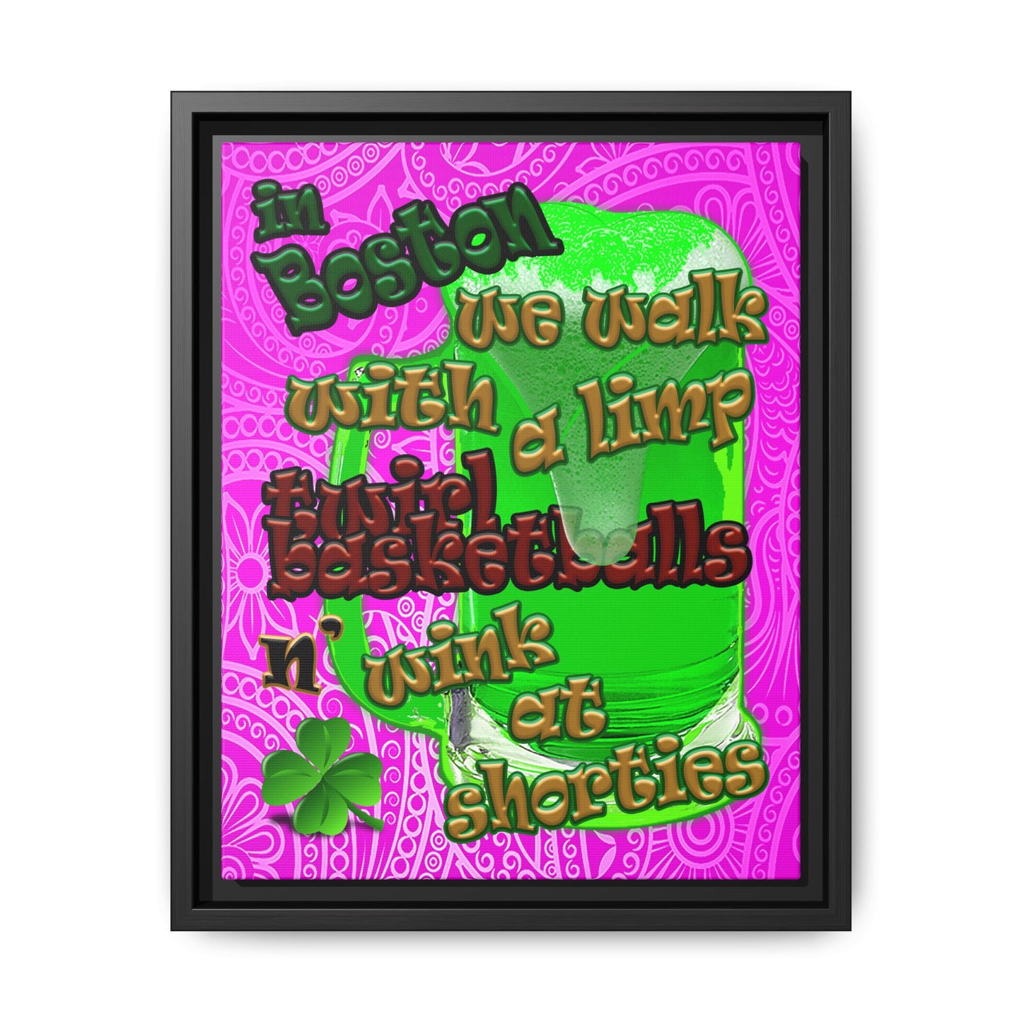 celtics logo - framed canvas art (pink swirl)