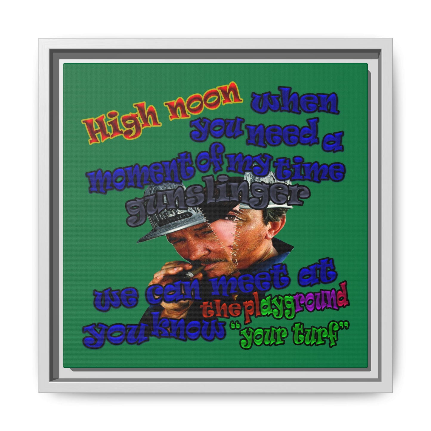 high noon - framed canvas art (dark green)