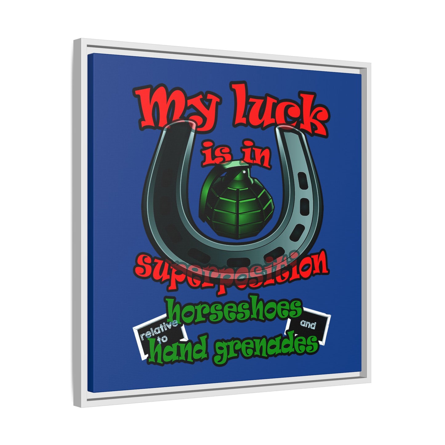 my luck - framed canvas art (dark blue)