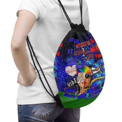 drop the beat - Drawstring Bag ('snoops' background)