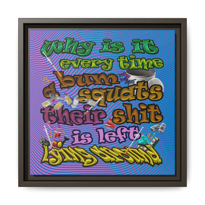 the bum's shit - framed canvas art (light blue-purple wave)
