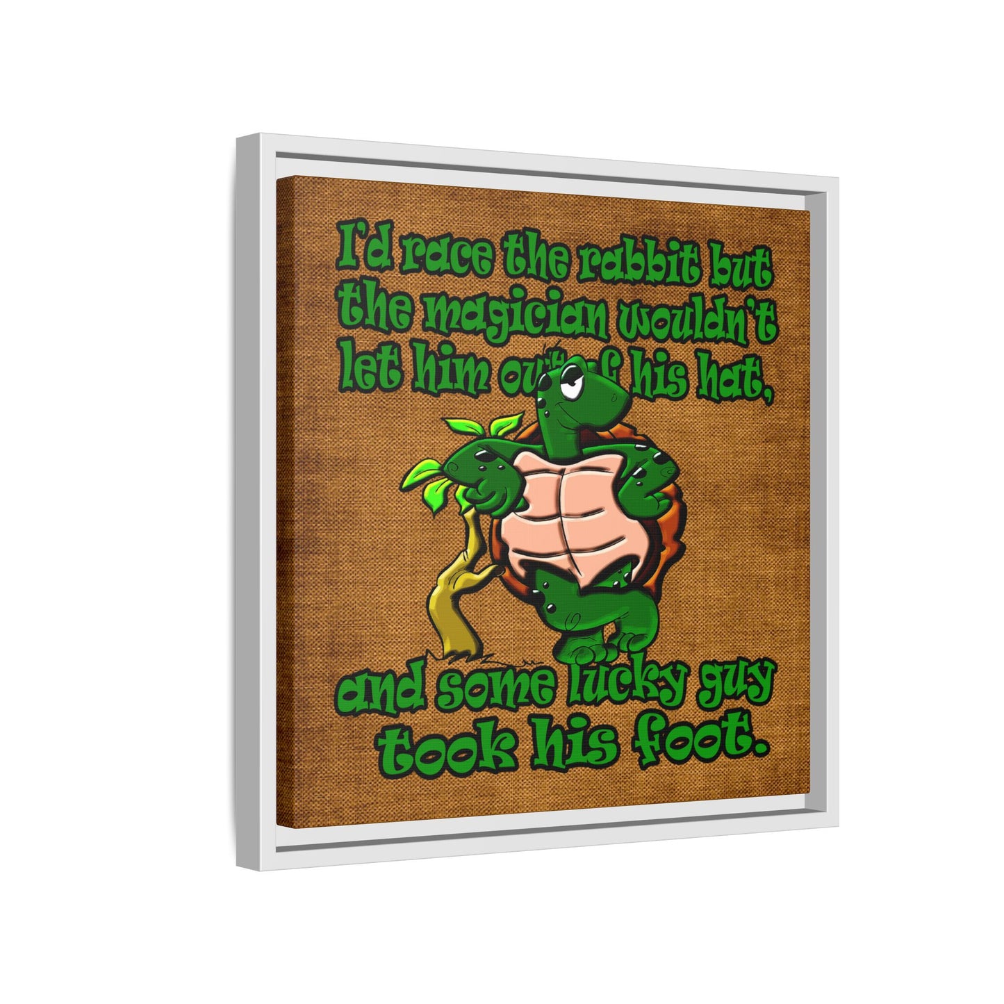 turtle race - framed canvas art (brown papyrus)