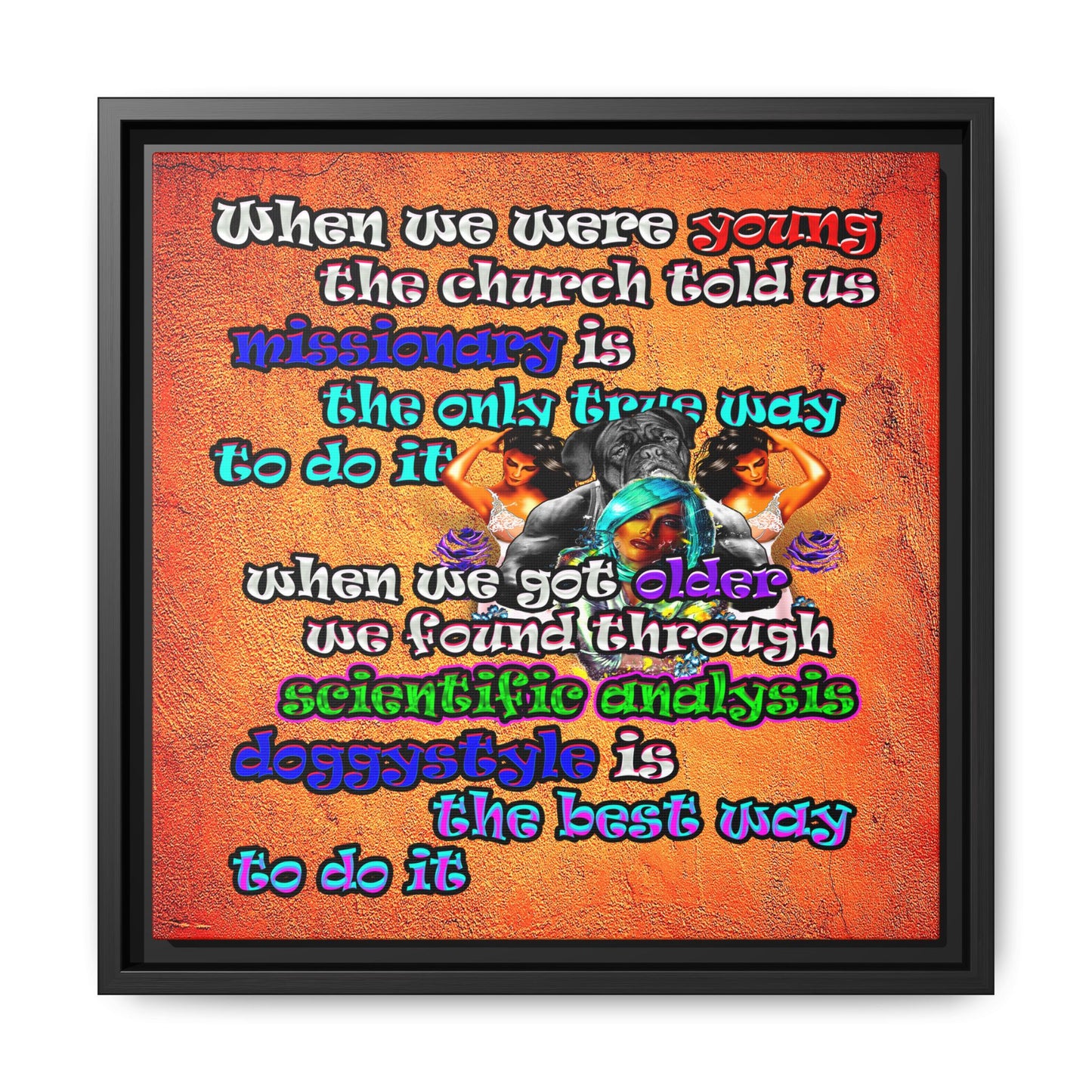 doggystyle - framed canvas art (burnt orange)