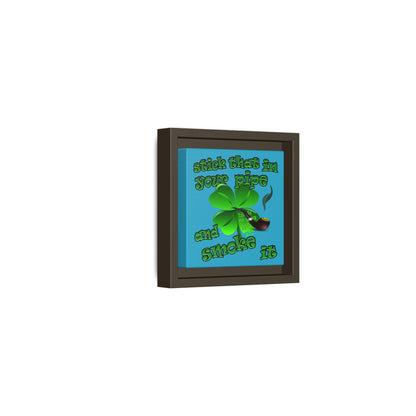 stick that in your pipe and smoke it - framed canvas art (turquoise)