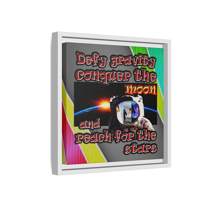 defy conquer reach - framed canvas art (rainbow split)