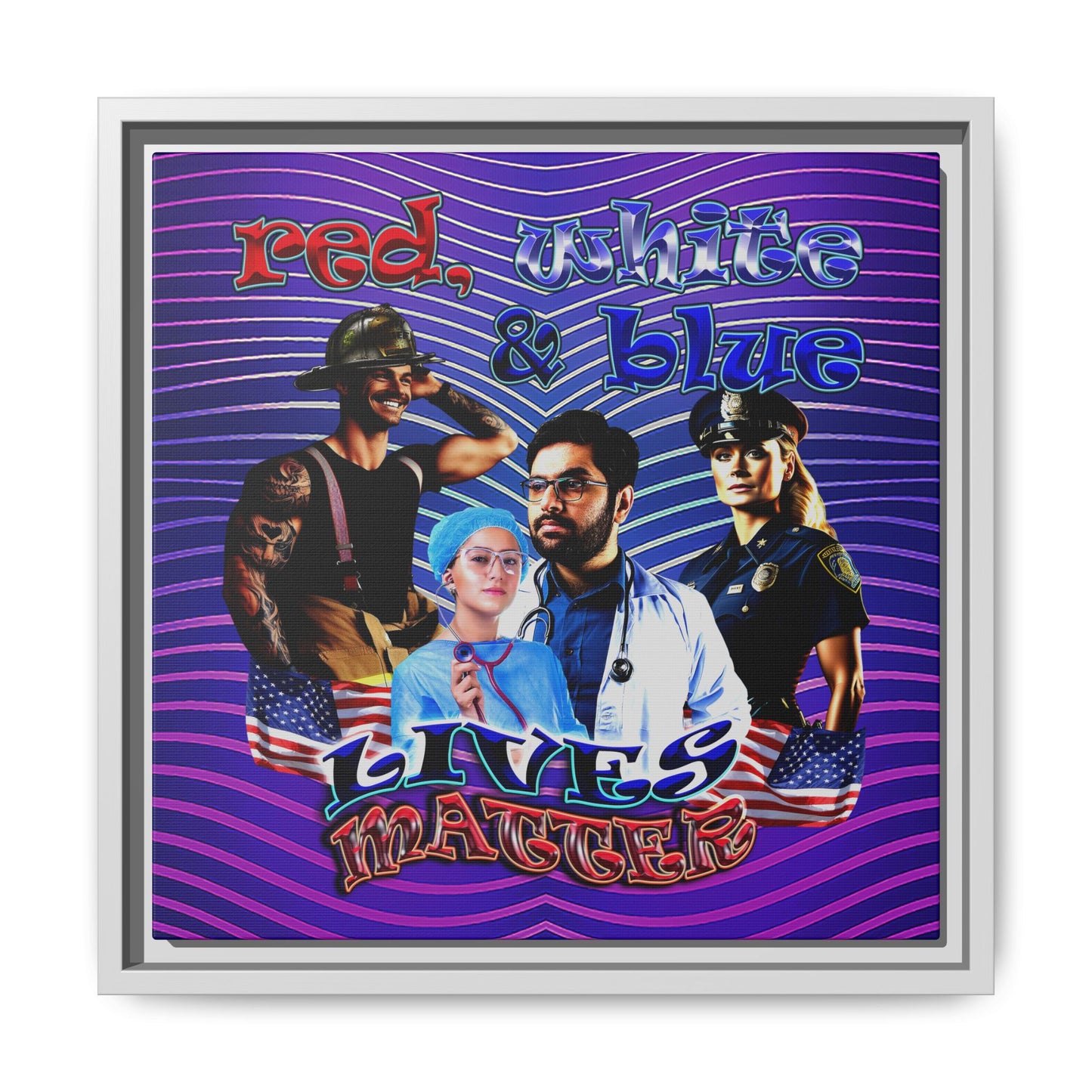 rw&b lives matter - framed canvas art (purple wave)