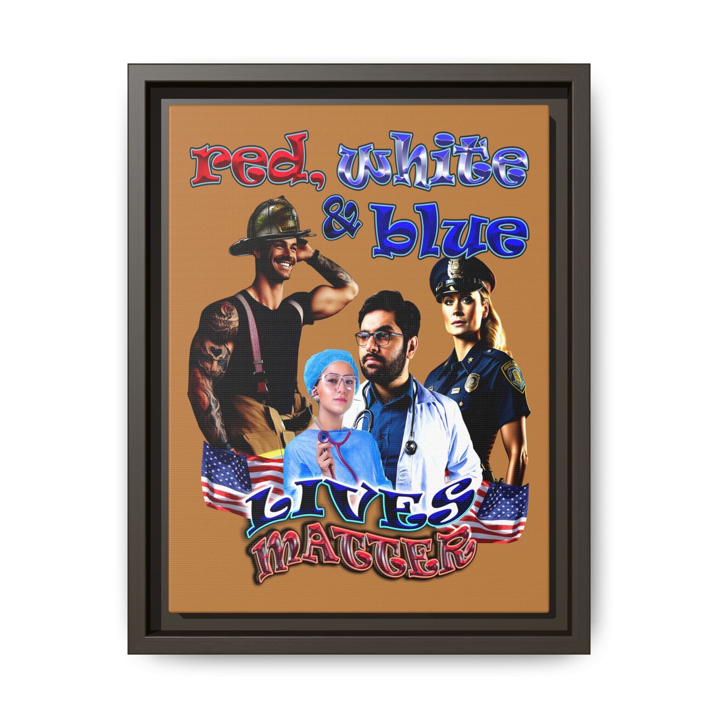 rw&b lives matter - framed canvas art (light brown)
