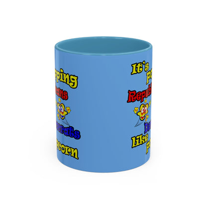 popping like popcorn - Accent Mug (light blue)