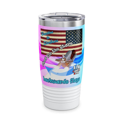 shoot for the stars - Ringneck Tumbler, 20oz (light blue-pink wave)
