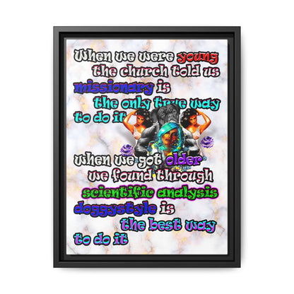 doggystyle - framed canvas art (white marble)