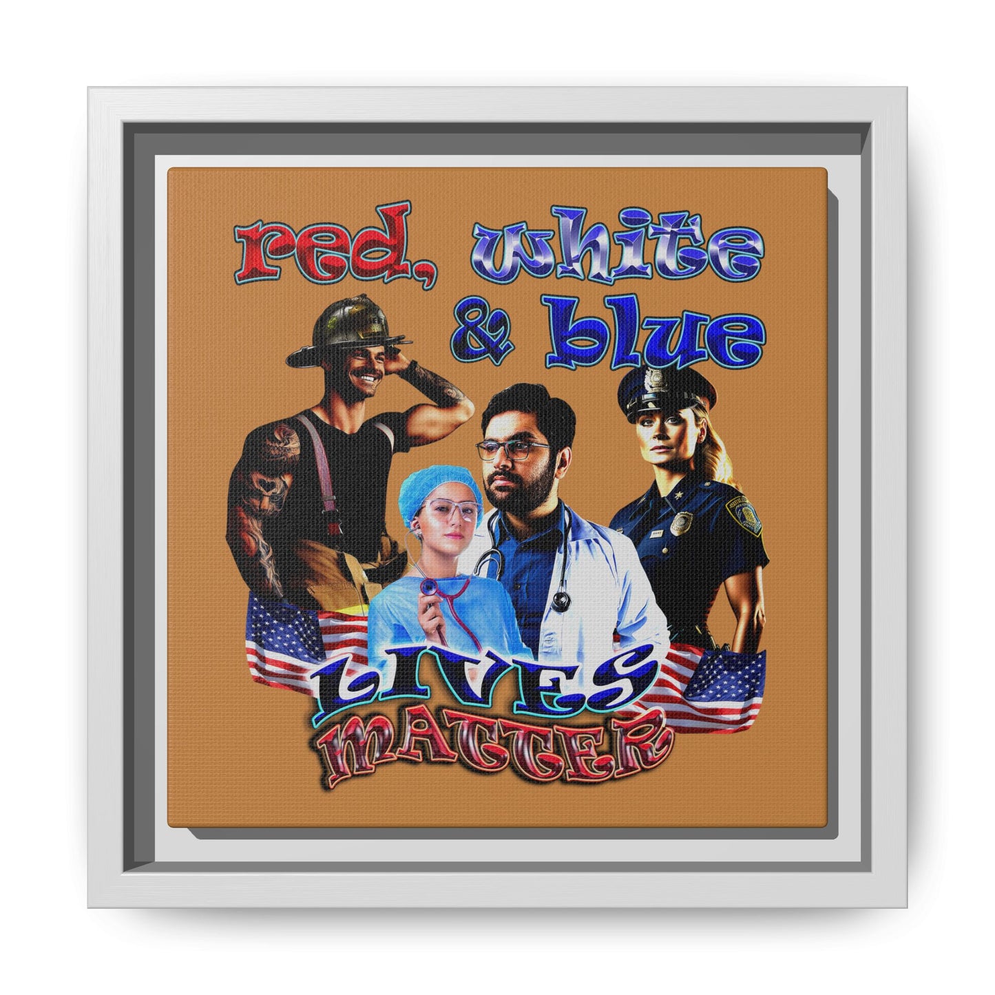 rw&b lives matter - framed canvas art (light brown)
