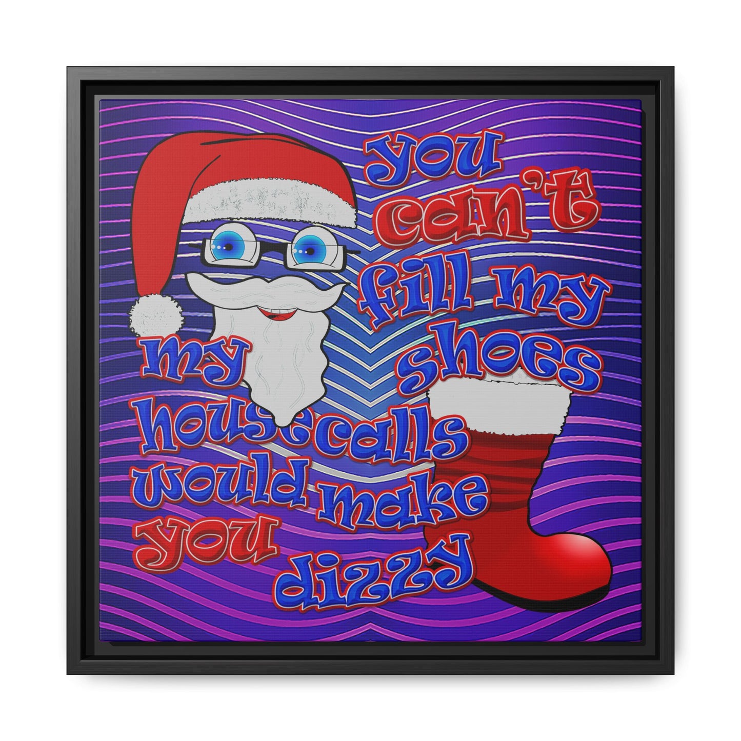 santa's shoes - framed canvas art (purple wave)