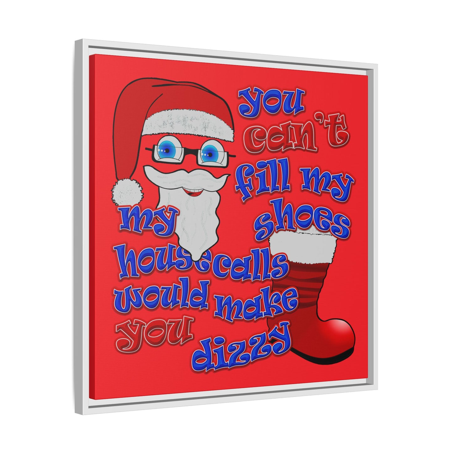 santa's shoes - framed canvas art (red)