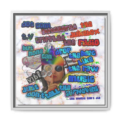 drop the beat - framed canvas art (white marble)