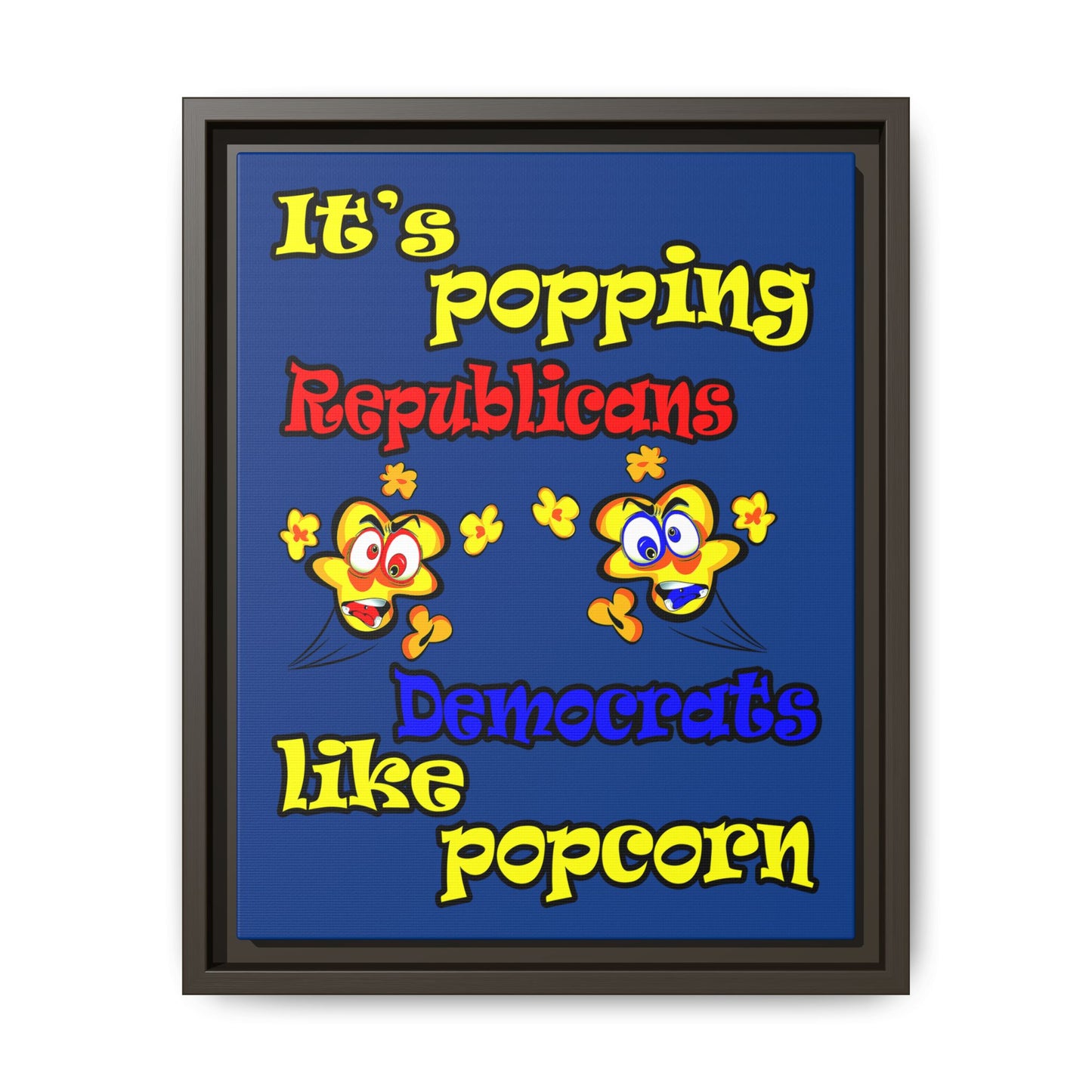 popping like popcorn - framed canvas art (dark blue)