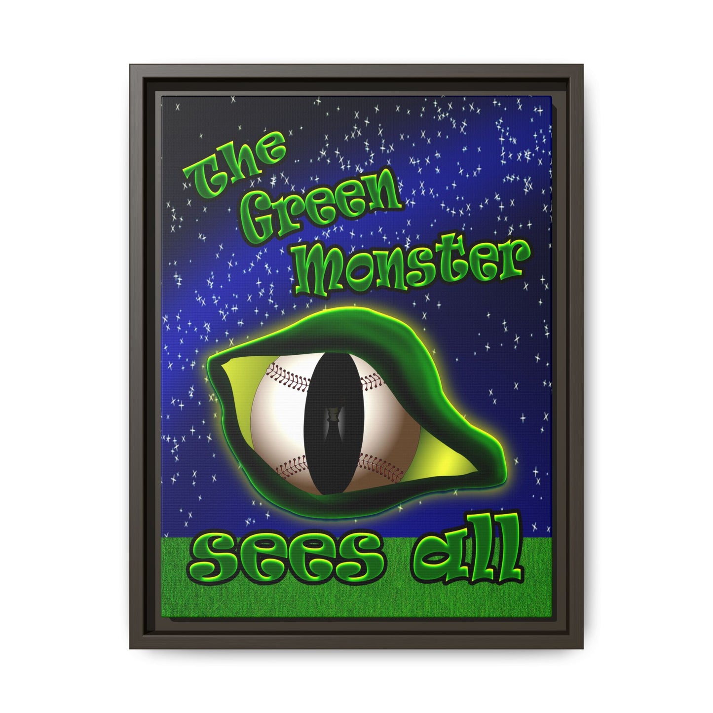 green monster - framed canvas art ('snoops' background)