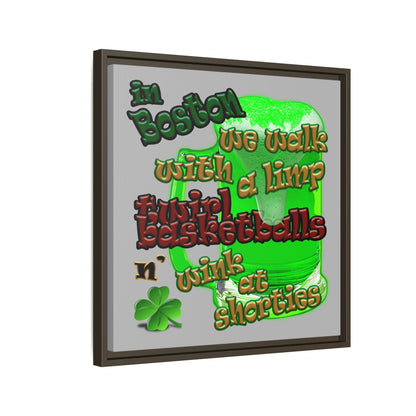celtics logo - framed canvas art (light grey)