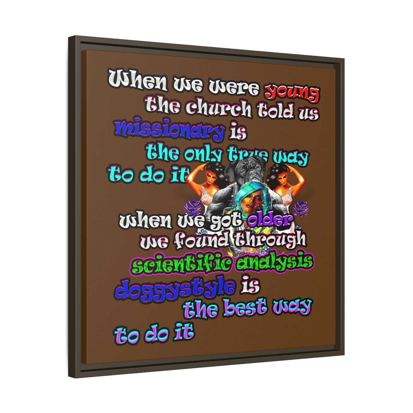 doggystyle - framed canvas art (brown)