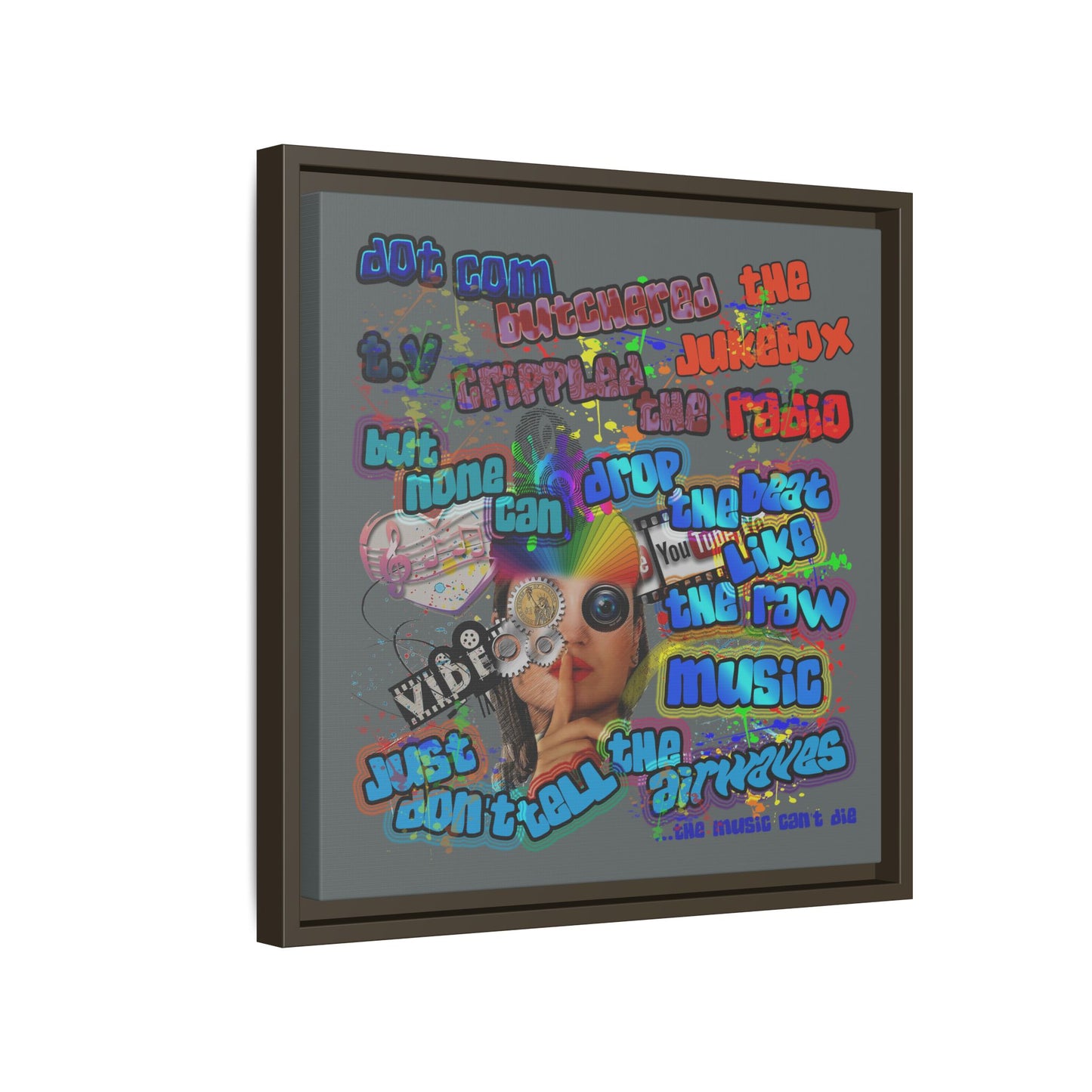 drop the beat - framed canvas art (dark grey)