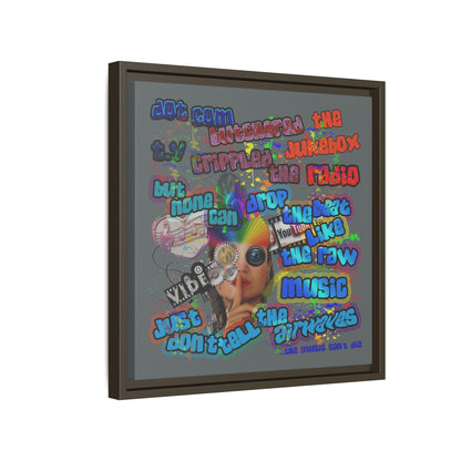 drop the beat - framed canvas art (dark grey)