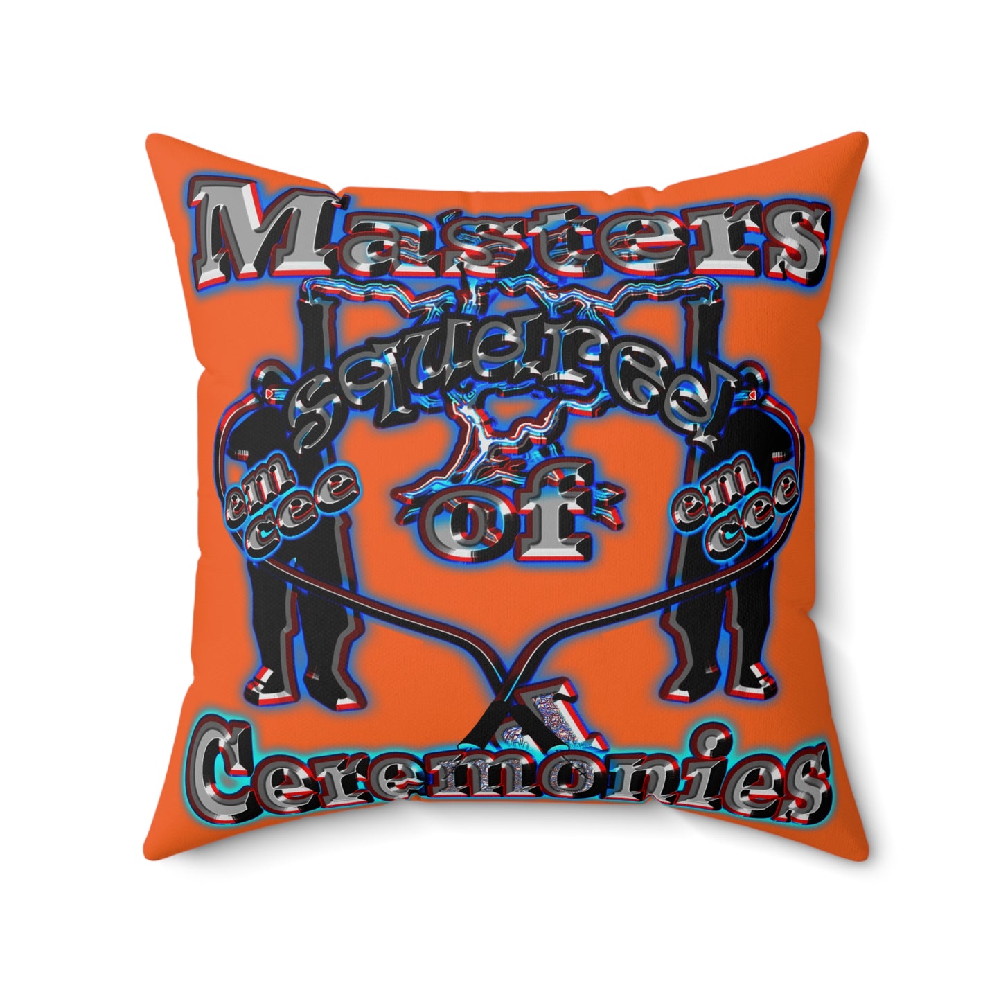 em cee squared - Spun Polyester Square Pillow - (orange)