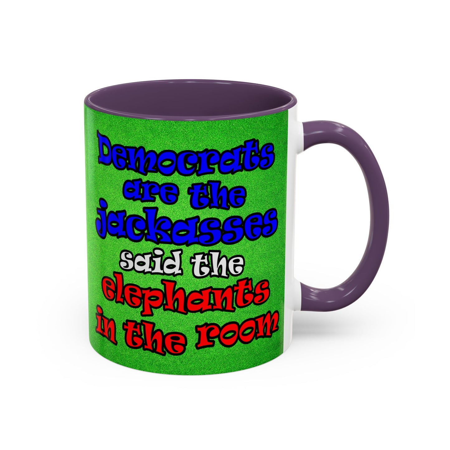 donkeys and elephants - Accent Mug (green turf)