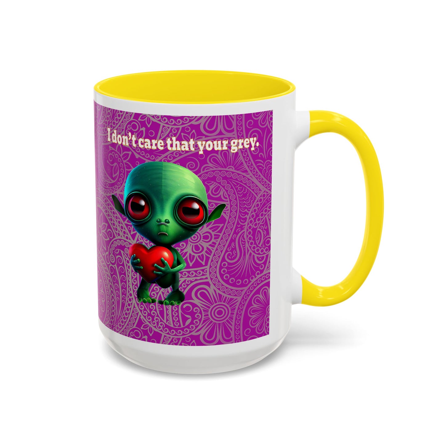 I don't care that your grey - Accent Mug (pink swirl)