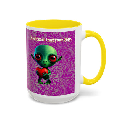I don't care that your grey - Accent Mug (pink swirl)