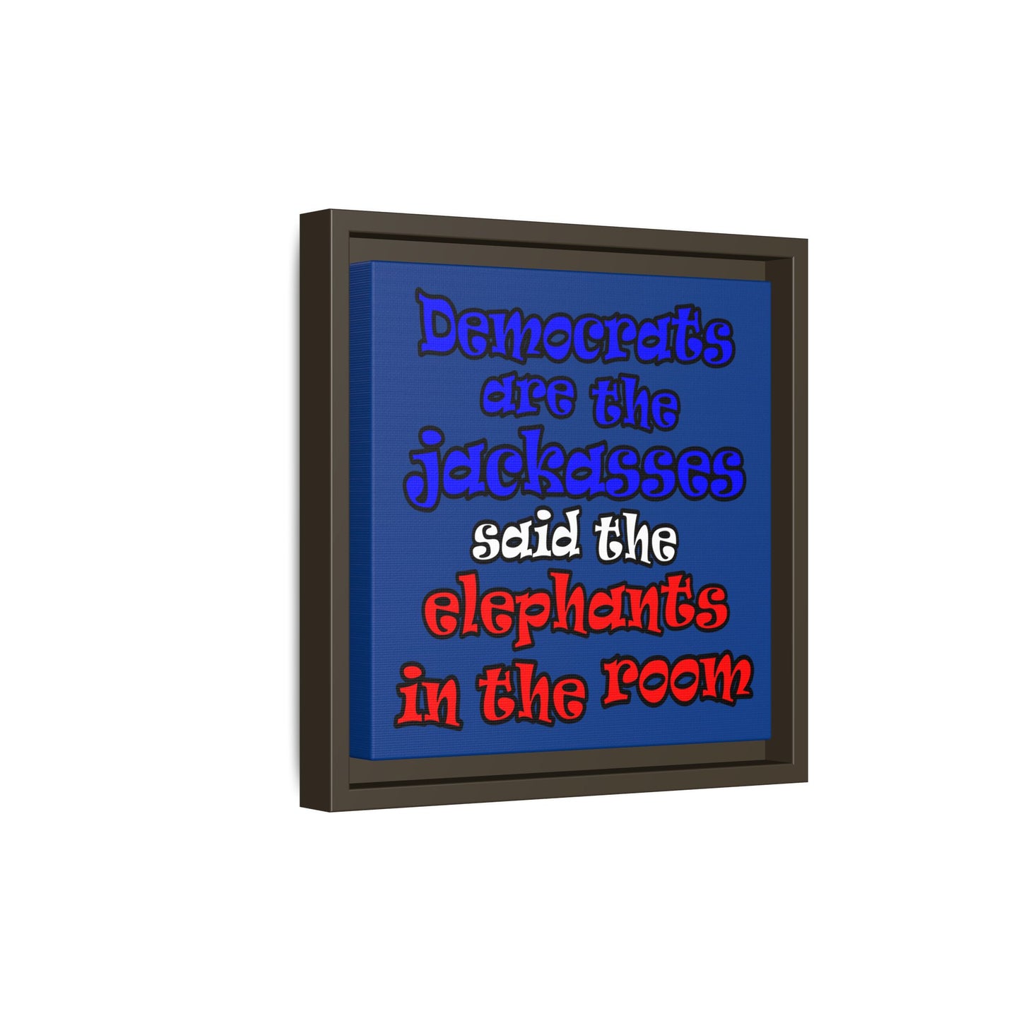 donkeys and elephants - framed canvas art (dark blue)