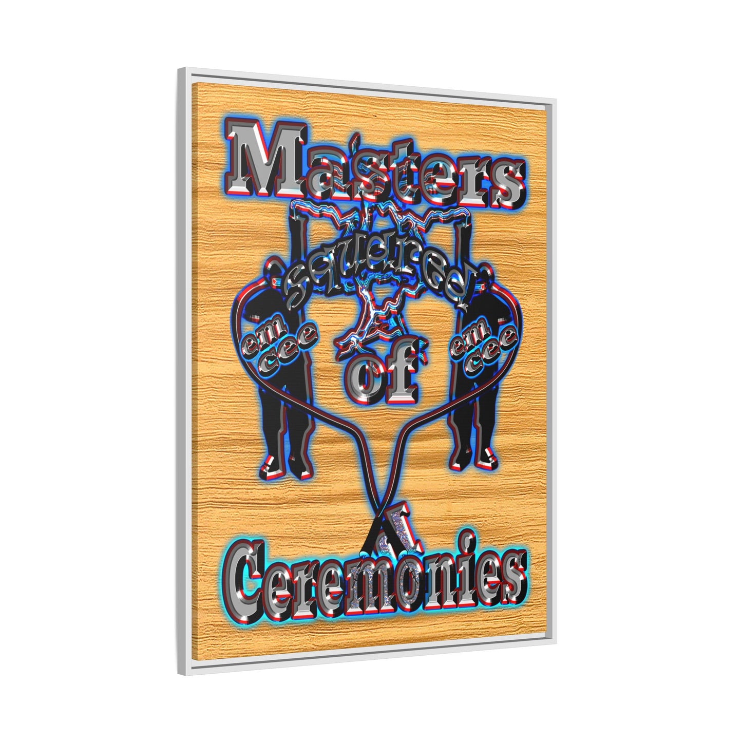 em cee squared - framed canvas art (butterscotch wood finish)
