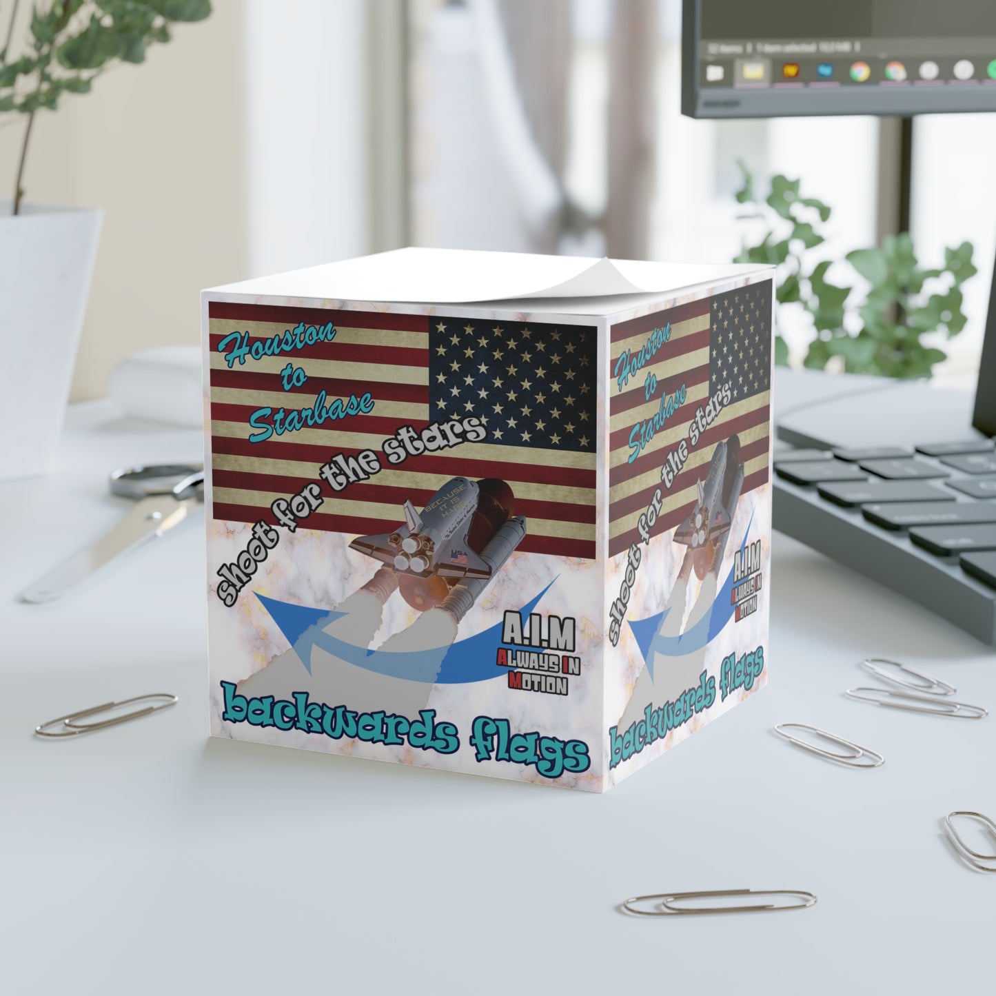 shoot for the stars - note cube (white marble)