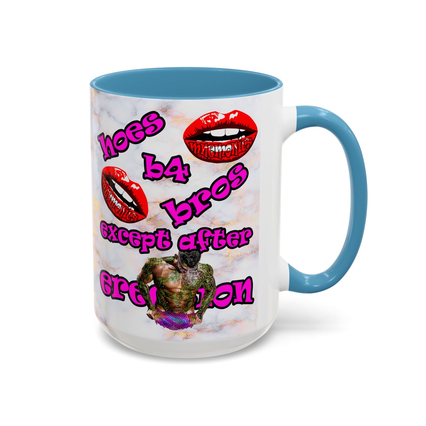 hoes b4 bros - Accent Mug (white marble)