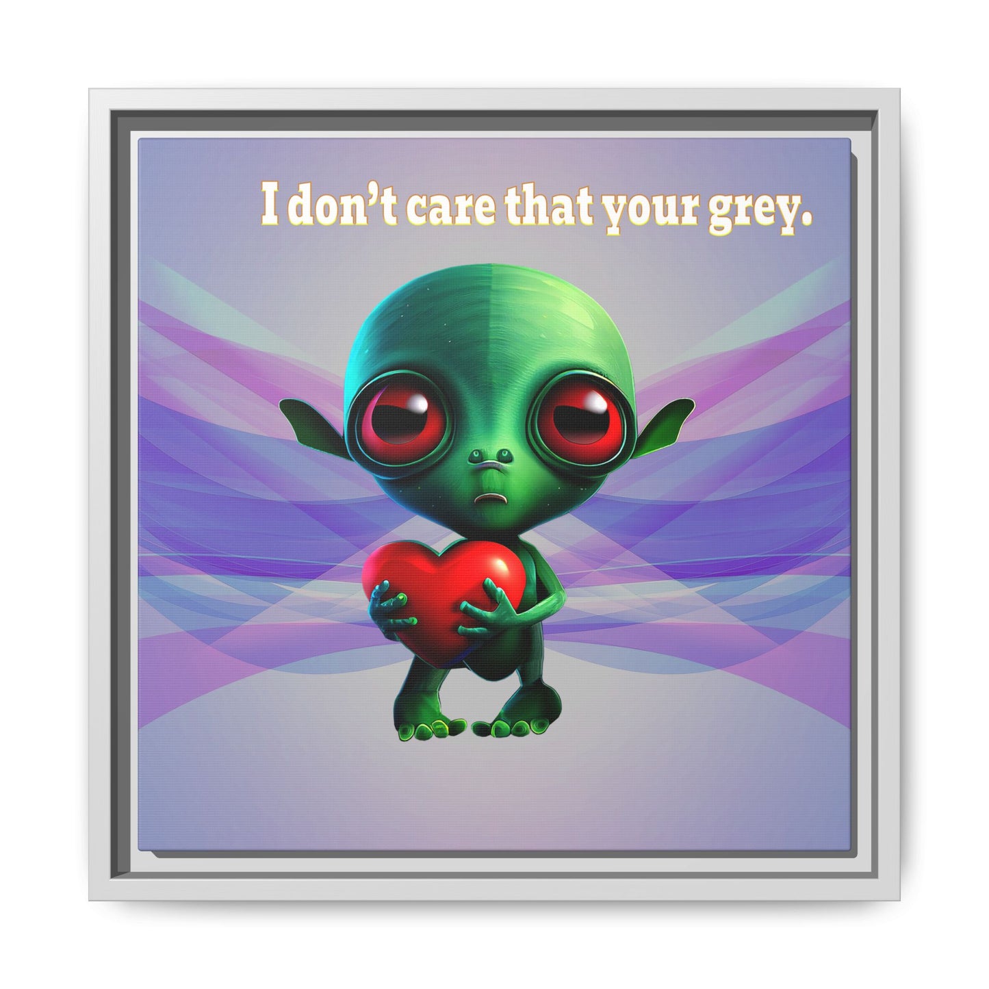 I don't care that your grey - framed canvas art (light blue-pink wave)