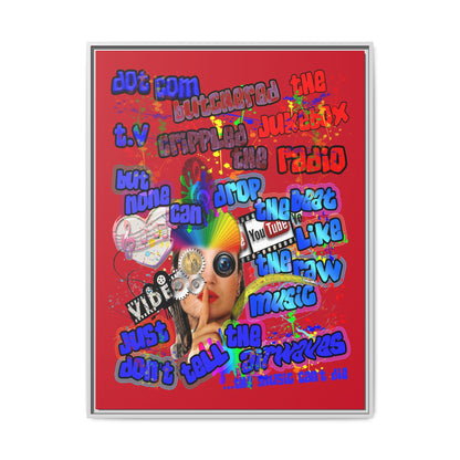 drop the beat - framed canvas art (dark red)