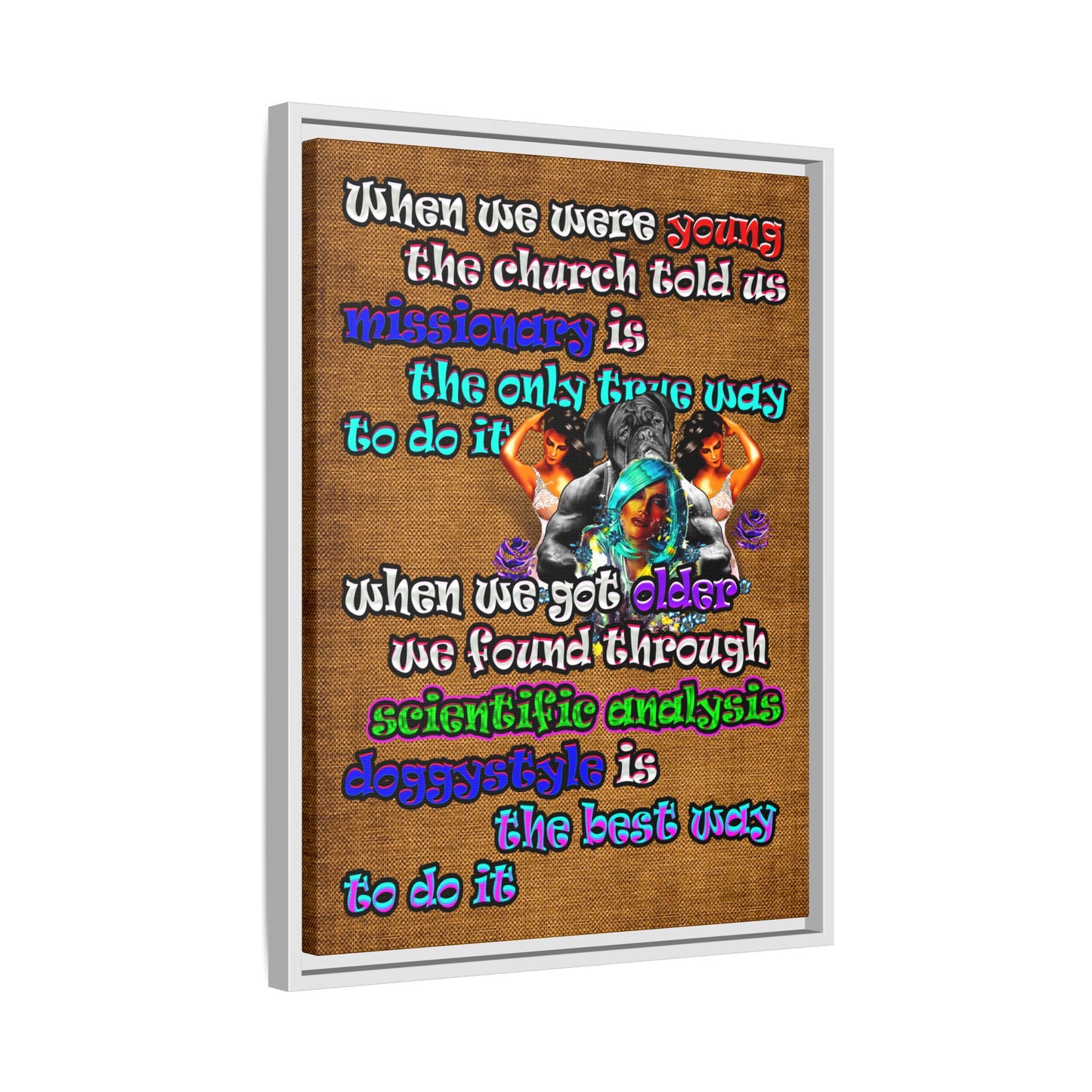 doggystyle - framed canvas art (brown papyrus)