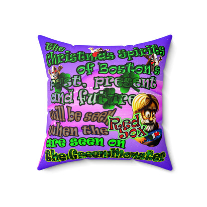 christmas spirits of boston - Spun Polyester Square Pillow - (purple-pink wave)