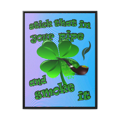 stick that in your pipe and smoke it - framed canvas art (light blue-purple wave)