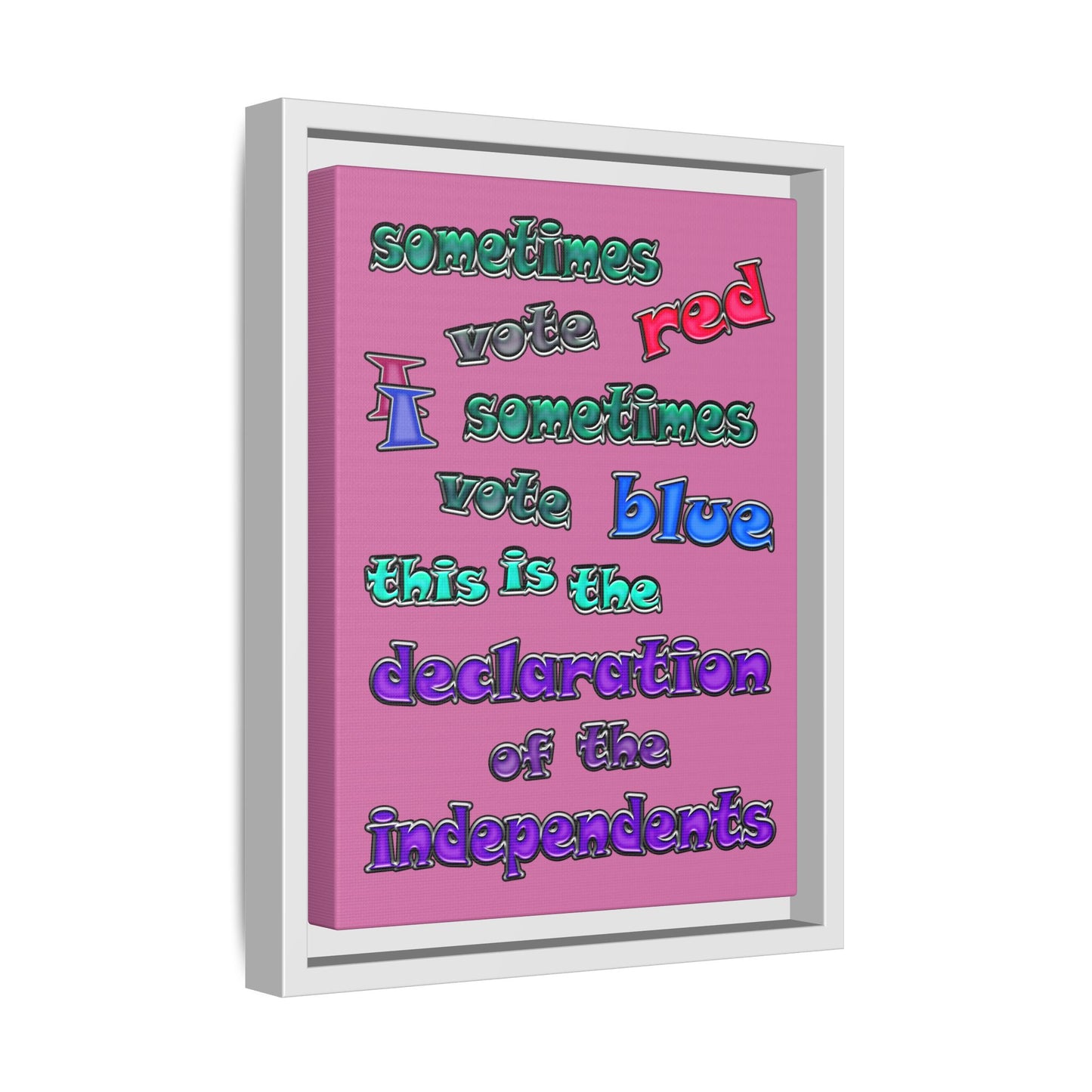 declaration of the independents - framed canvas art (light pink)