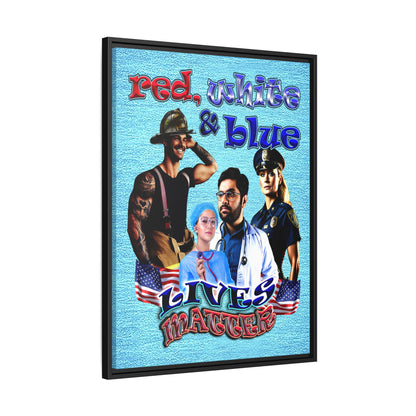rw&b lives matter - framed canvas art (faded blue)