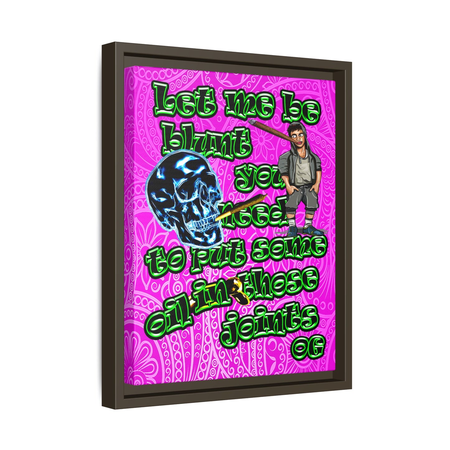og - framed canvas art (pink swirl)