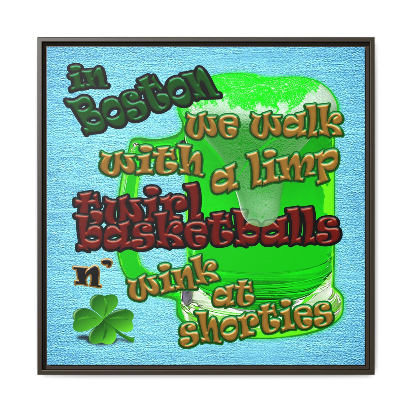 celtics logo - framed canvas art (faded blue)
