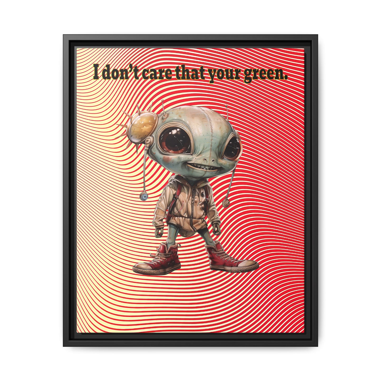 I don't care that your green - framed canvas art (yellow-orange wave)