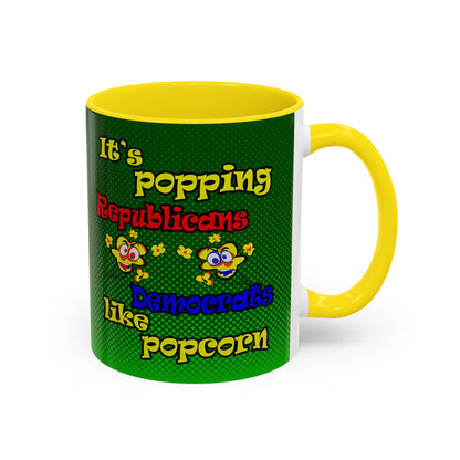 popping like popcorn - Accent Mug (logo green)