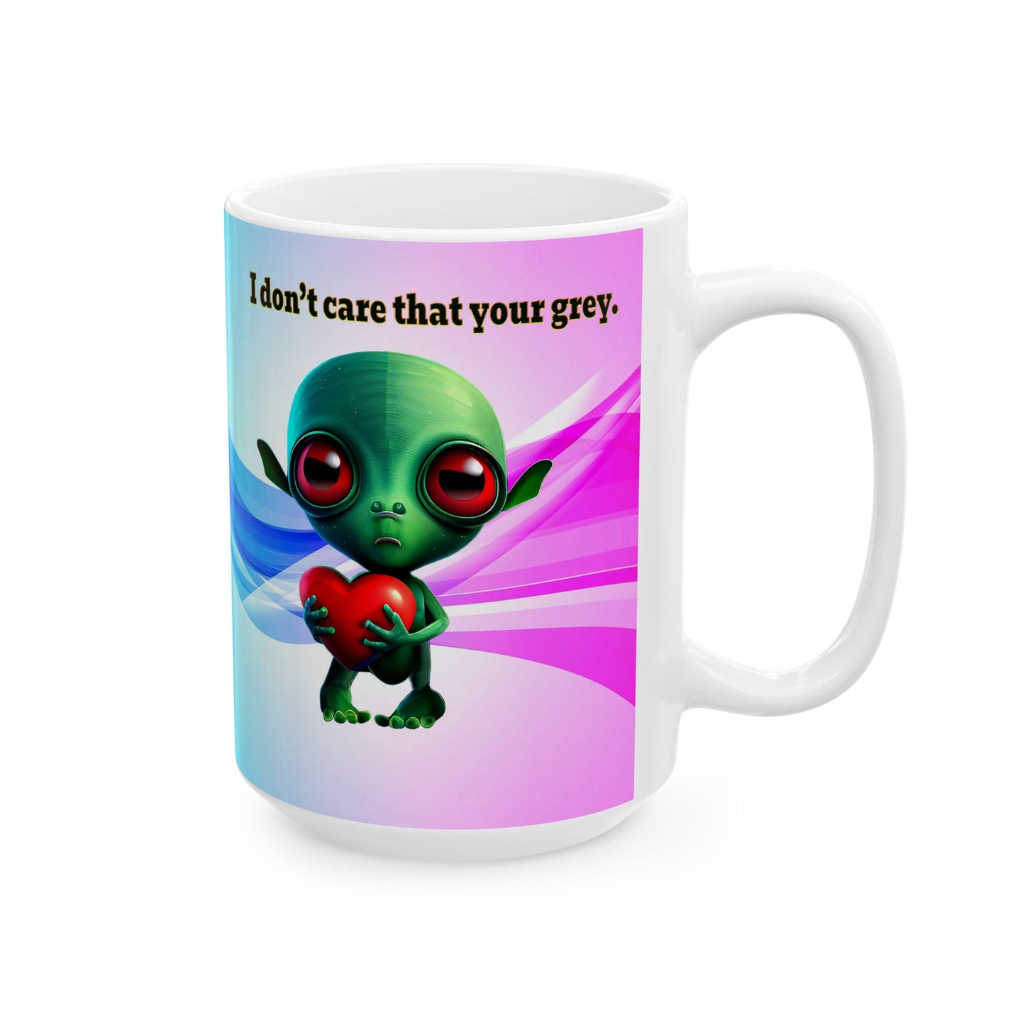 I don't care that your grey - White Mug (light blue-pink wave)