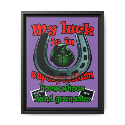 my luck - framed canvas art (light purple)