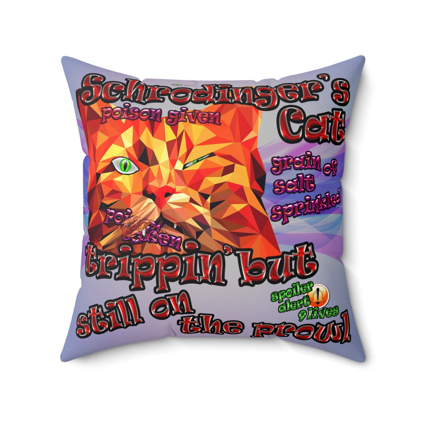 schrodinger's cat - Spun Polyester Square Pillow - (light blue-pink wave)