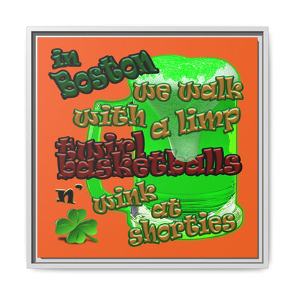 celtics logo - framed canvas art (orange)